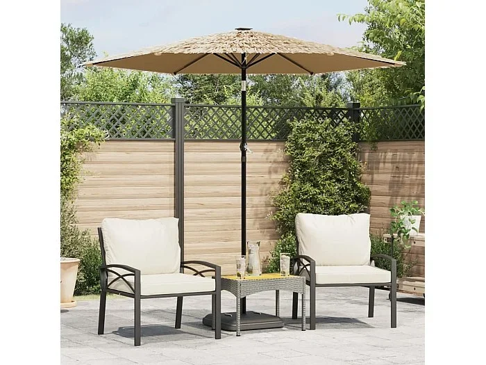 Sombrilla de jardín con poste de acero marrón 223x223x213 cm ES229863