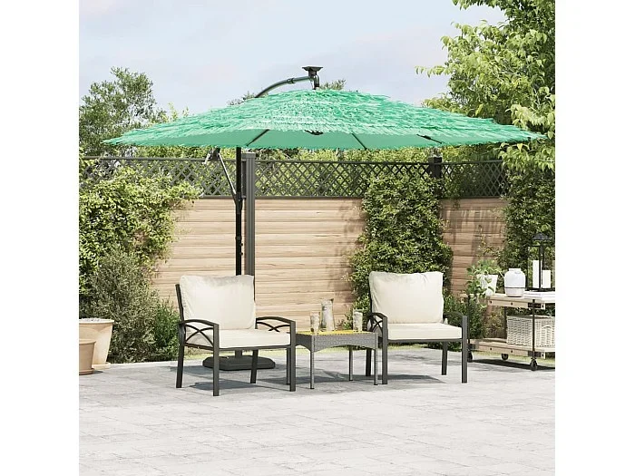 Sombrilla de jardín con poste de acero verde 269x269x235 cm ES593405