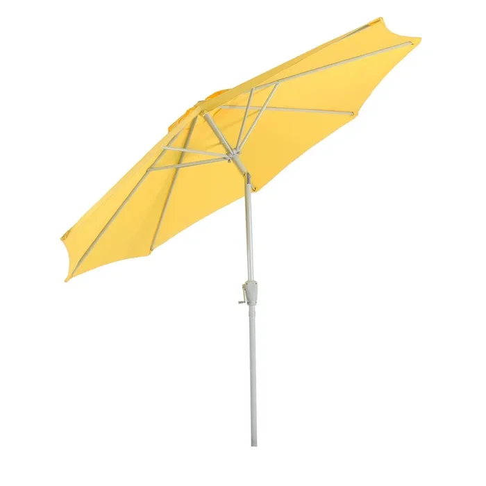 Sombrilla de jardín diámetro 3m mecanismo de apertura con manivela inclinable poliéster/aluminio 5kg amarillo 04_0008026