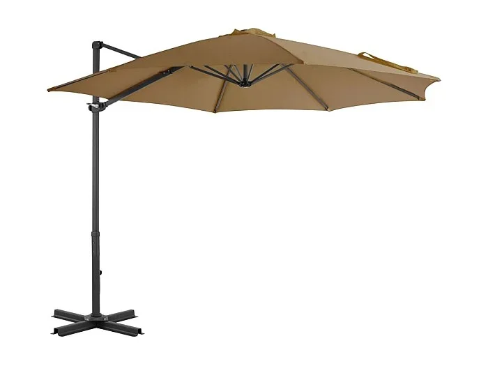Sombrilla de jardín voladiza con poste de aluminio color topo
