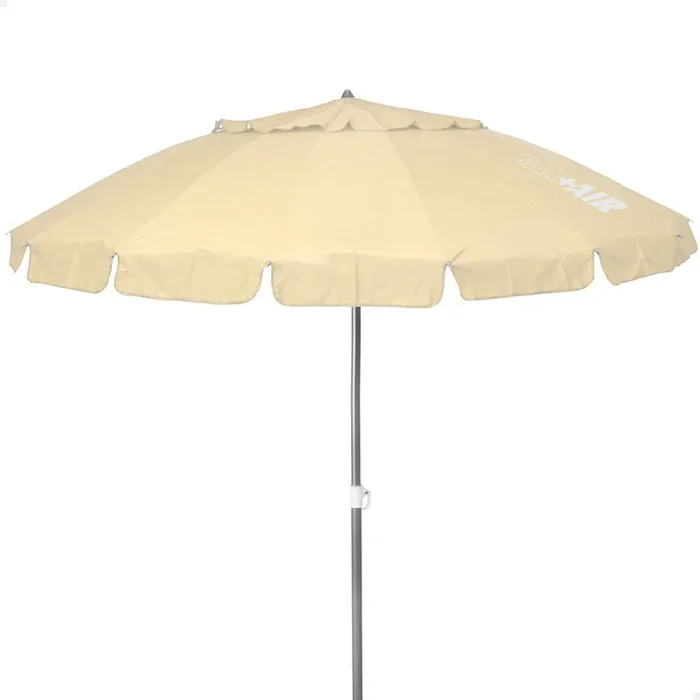 Sombrilla playa antiviento Ø240 cm crema c/mástil inclinable Aktive
