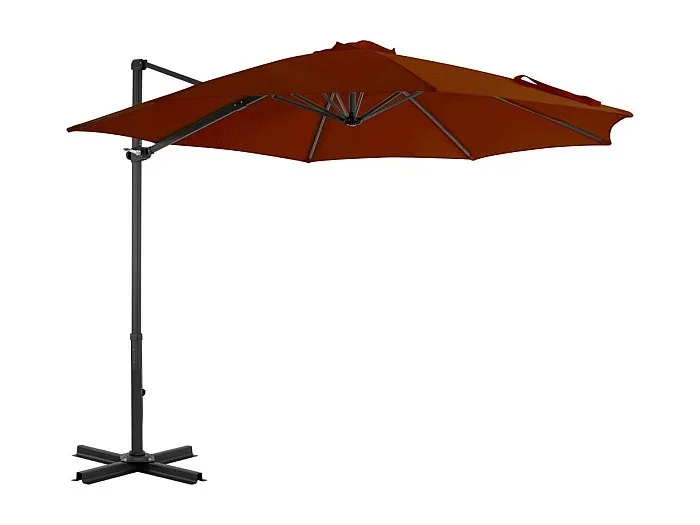 Sombrilla voladiza con palo de aluminio terracota 300 cm ES790457