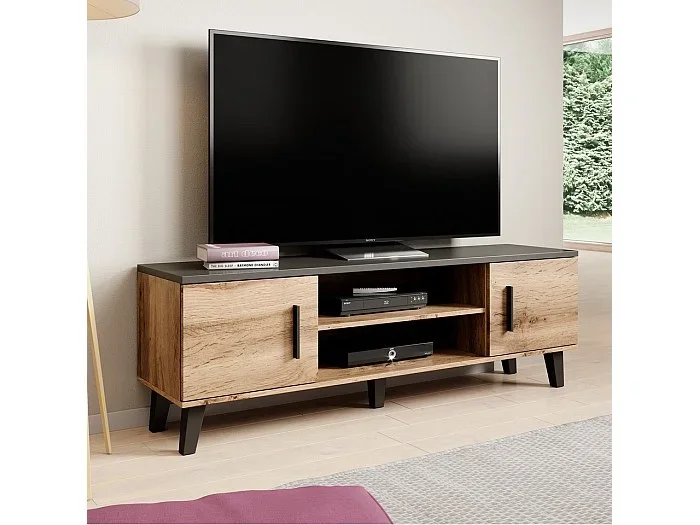 Soporte de TV estilo roble y negro mate 160cm Colin