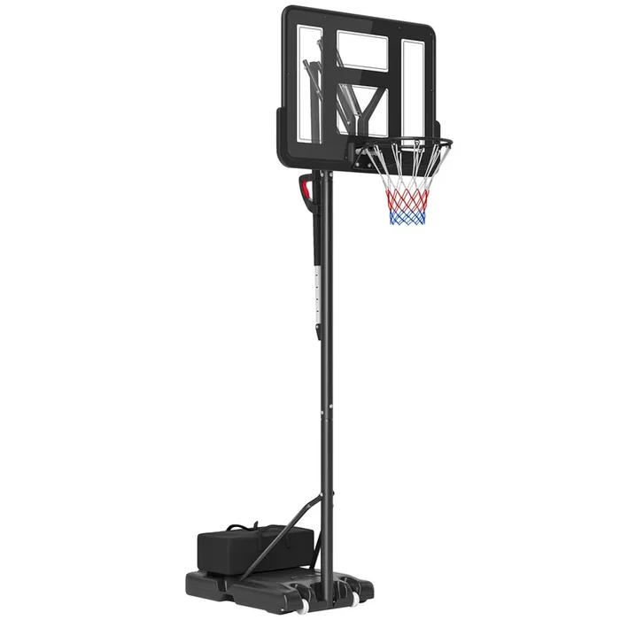 SPORTNOW Canasta de Baloncesto para Exteriores/Interiores con Altura Ajustable 235-305 cm Aro de Baloncesto con Soporte Canasta Portátil con Ruedas Base Rellenable Bolsa de Peso Negro