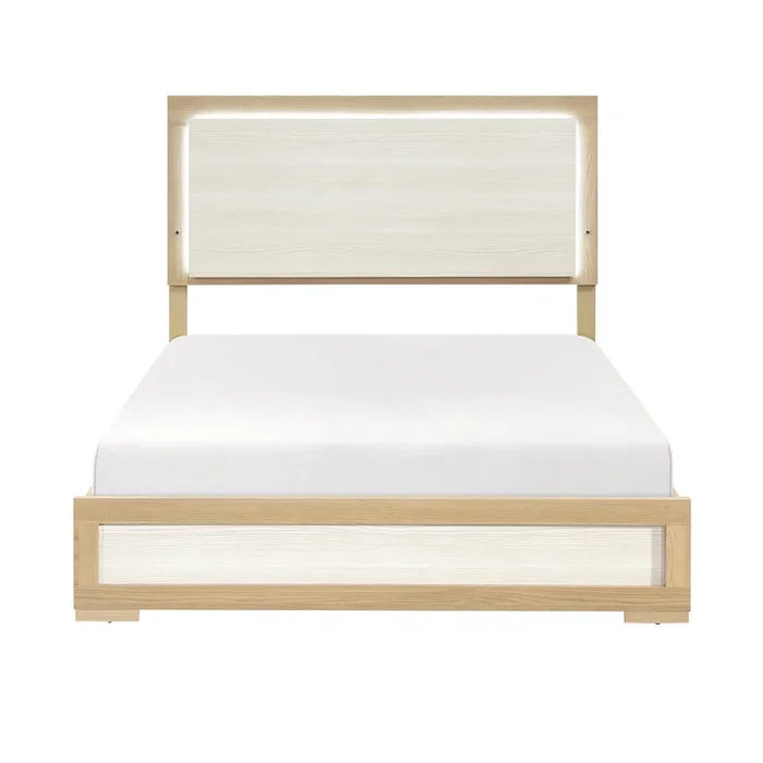 Sterling Natural/White LED Queen Bed