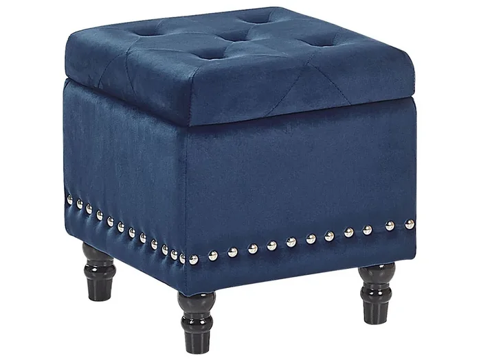 Storage Pouffe LORETTO Velvet Dark Blue