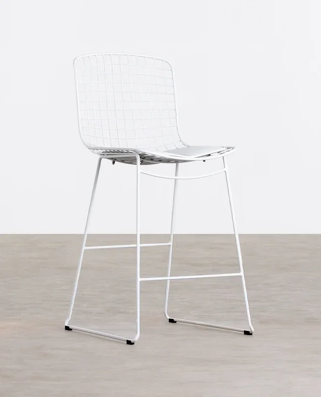 Taburete Alto de Acero (76 cm) Respaldo Alto Aras Blanco – The Masie