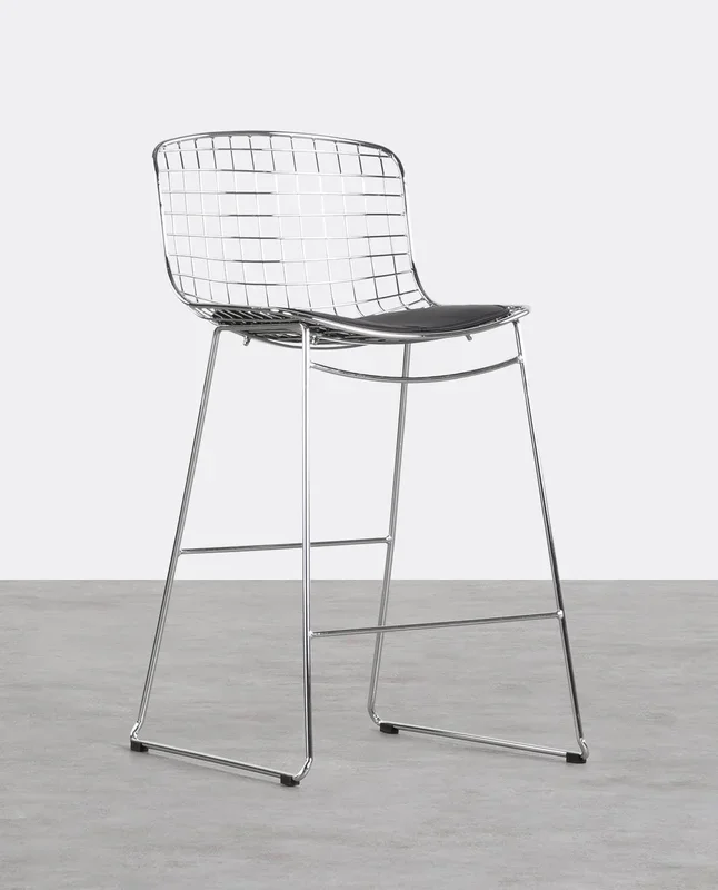 Taburete Alto de Acero (76 cm) Respaldo Bajo Aras Cromado – The Masie
