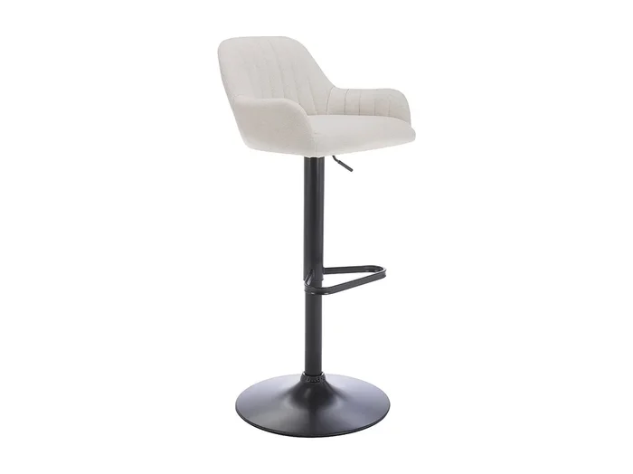 taburete alto de tela y metal negro – Altura ajustable – Crema – ELEANA