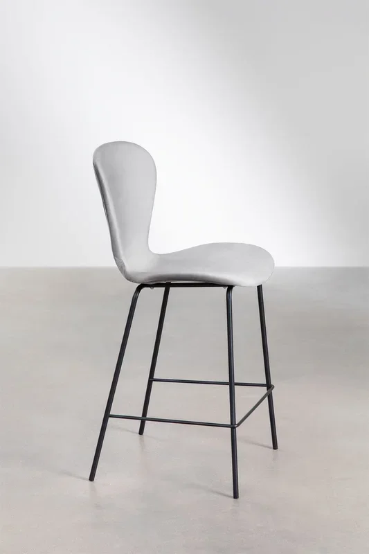 Taburete Alto en Terciopelo Uit ↑66 cm Gris Claro – SKLUM