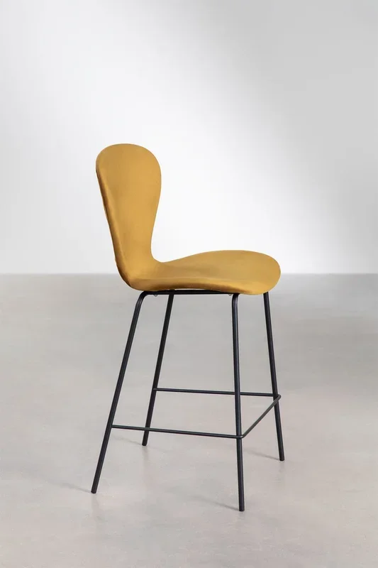 Taburete Alto en Terciopelo Uit ↑66 cm Mostaza – SKLUM