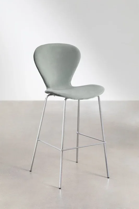 Taburete Alto en Terciopelo Uit ↑76 cm Celadón – SKLUM