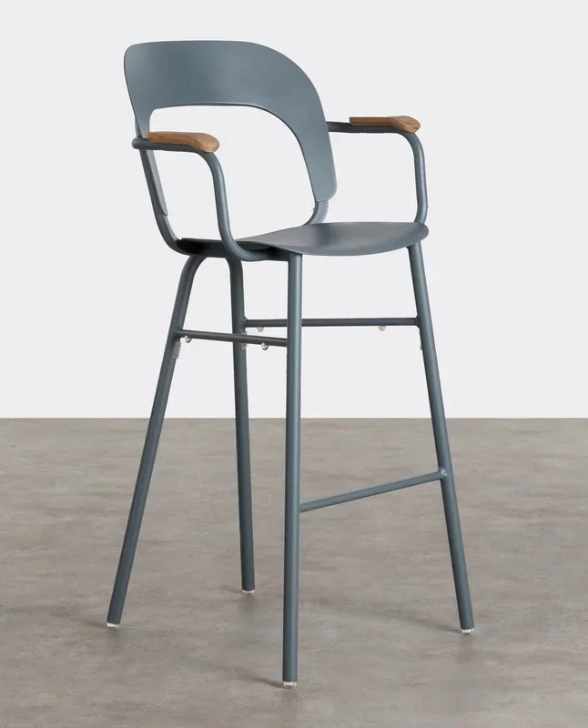 Taburete Alto Exterior de Aluminio (74 cm) Pop Gris azulado oscuro – The Masie