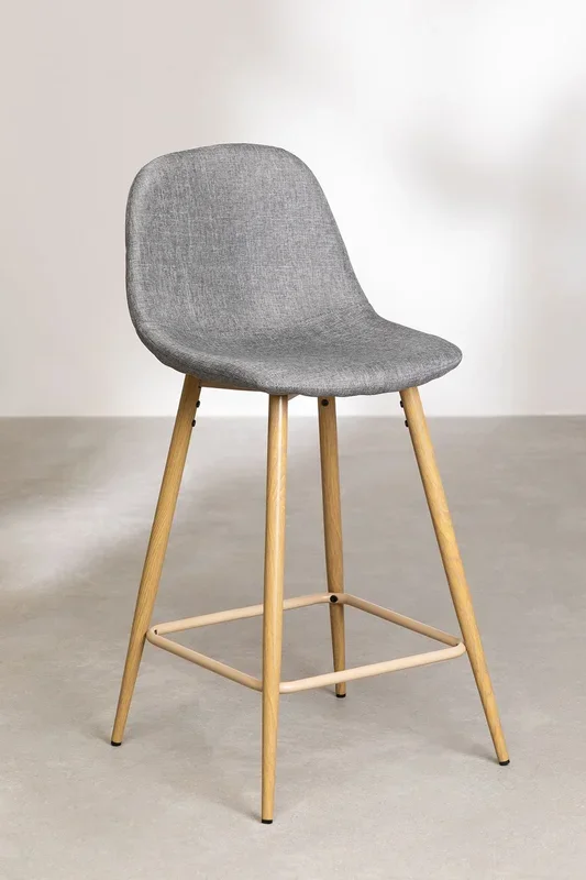 Taburete Alto Glamm ↑65 cm Gris Claro Madera Natural – SKLUM