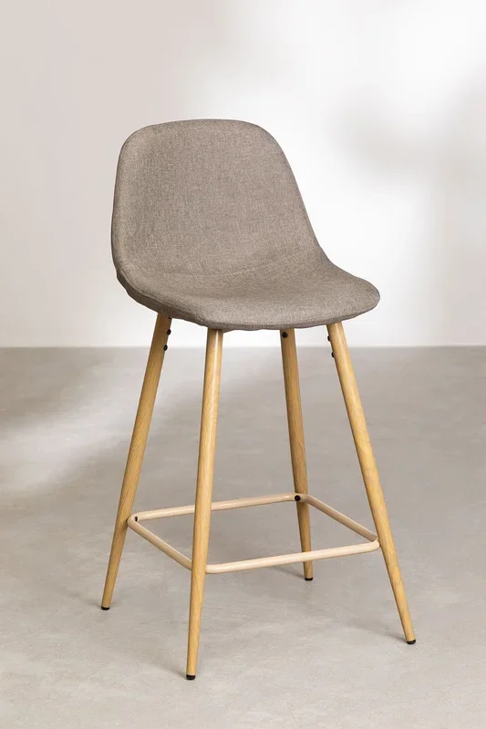 Taburete Alto Glamm ↑65 cm Gris Topo Madera Natural – SKLUM