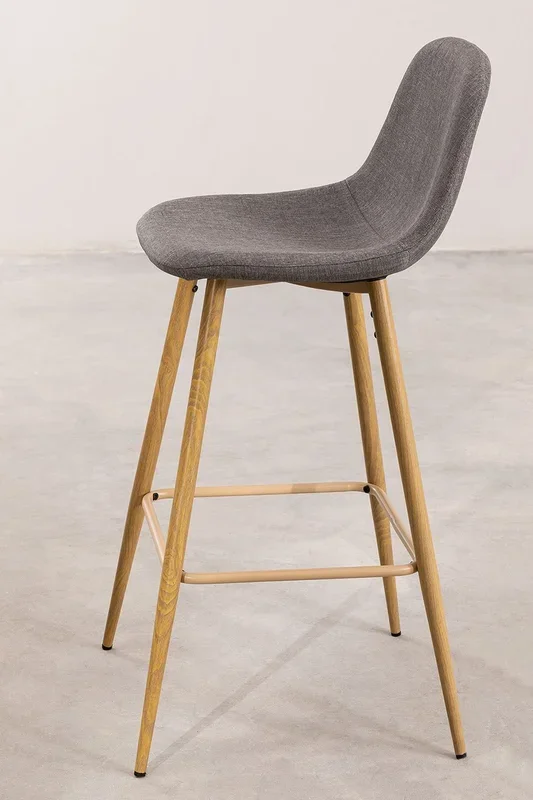 Taburete Alto Glamm ↑75 cm Gris Claro Madera Natural – SKLUM