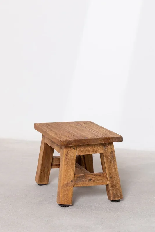 Taburete Bajo en Madera Abet Marrón Madera Castaña – SKLUM