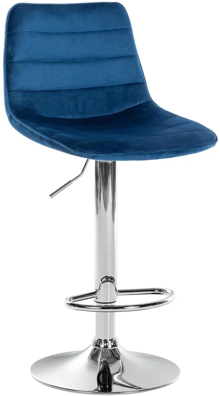 Taburete de bar Lex en terciopelo Azul Cromado