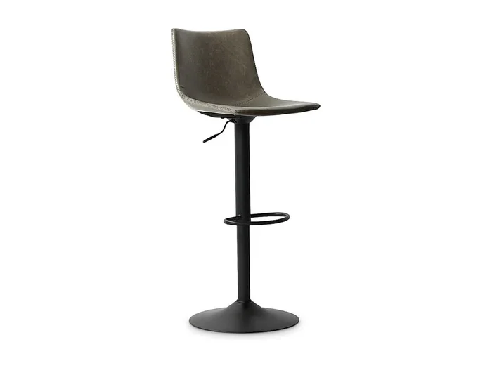 Taburete de bar SOUL – PU gris – Altura ajustable 88-109 cm – Patas de metal – Estilo vintage