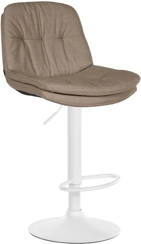 Taburete de tela Laurel Metal blanco mate Gris topo