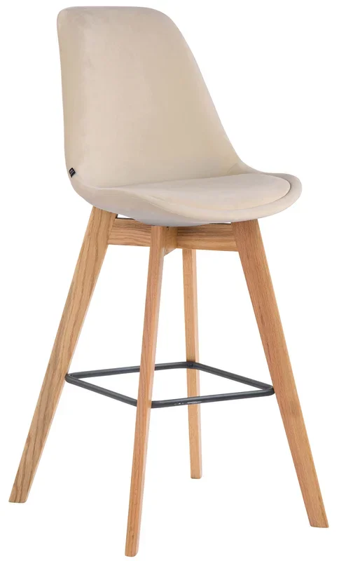 Taburete Metz En Terciopelo Crema Natural