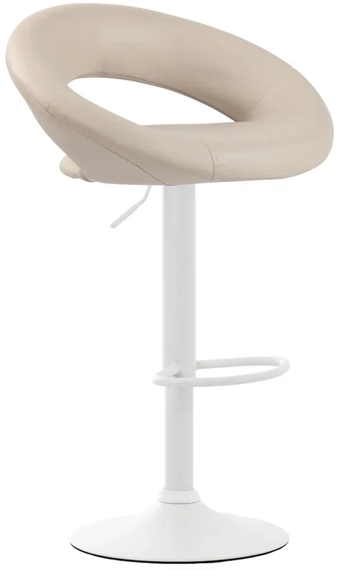 Taburete Olinda Tapizado En Simil Cuero Crema Blanco