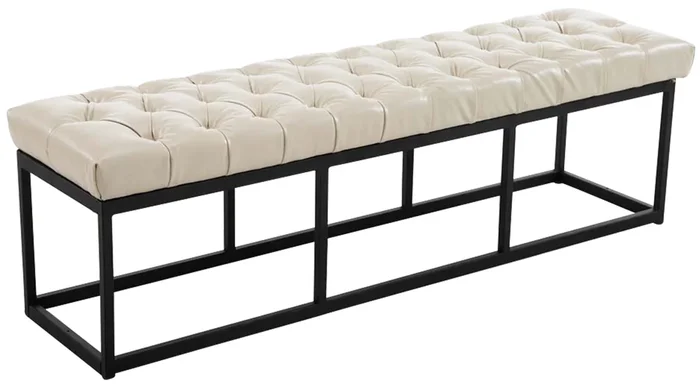 Taburete Pie de Cama Amun Con Base en Negro Crema 150 cm