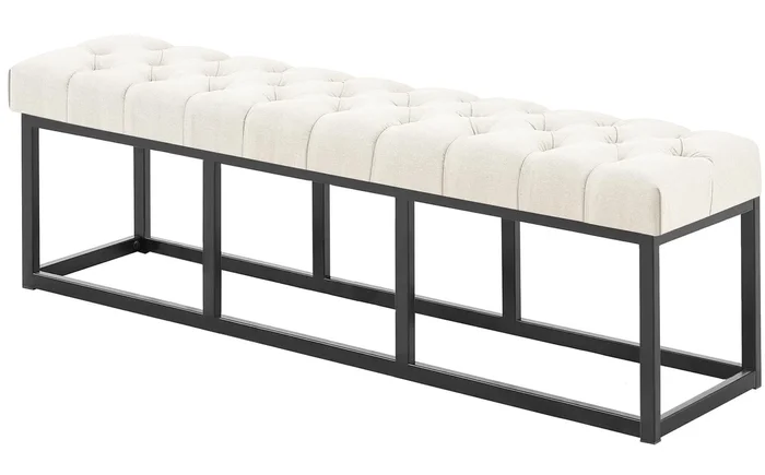 Taburete Pie de Cama Amun Tela & Negro Crema 150 cm