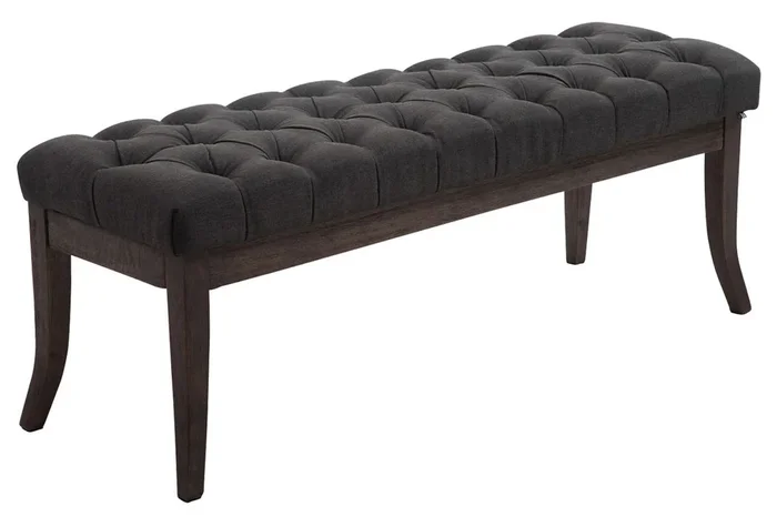 Taburete Recibidor Ramses En Tela & Madera Oscura