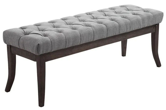 Taburete Recibidor Ramses En Tela & Madera Oscura Gris 38X120X46 cm