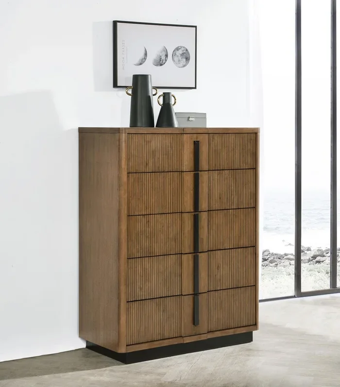 Terrace Ash Brown 5-Drawer Chest