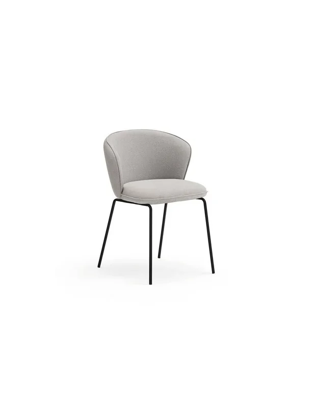 TEULAT SILLA de diseño ADD, tela GRIS CLARO, metal negro