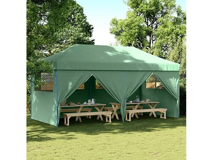 Tienda de fiesta plegable Pop-Up con 4 paredes laterales verde ES538370