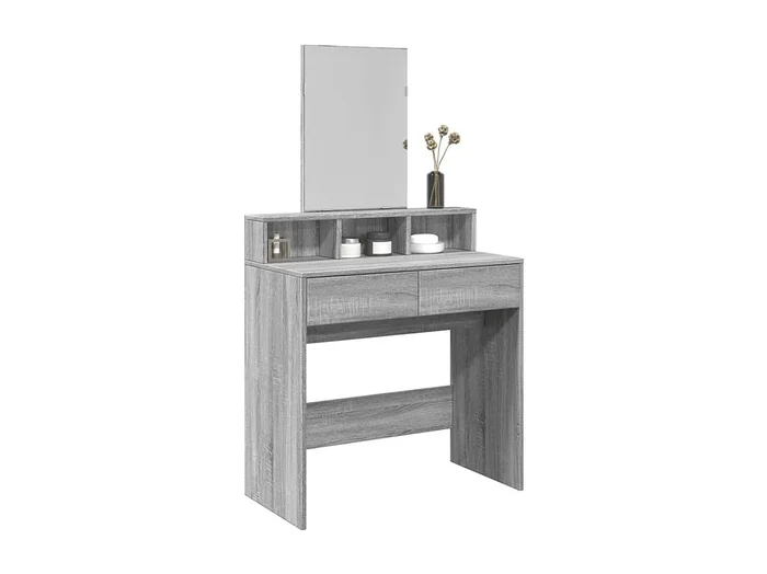 Tocador con espejo Sonoma gris 80x41x144,5 cm