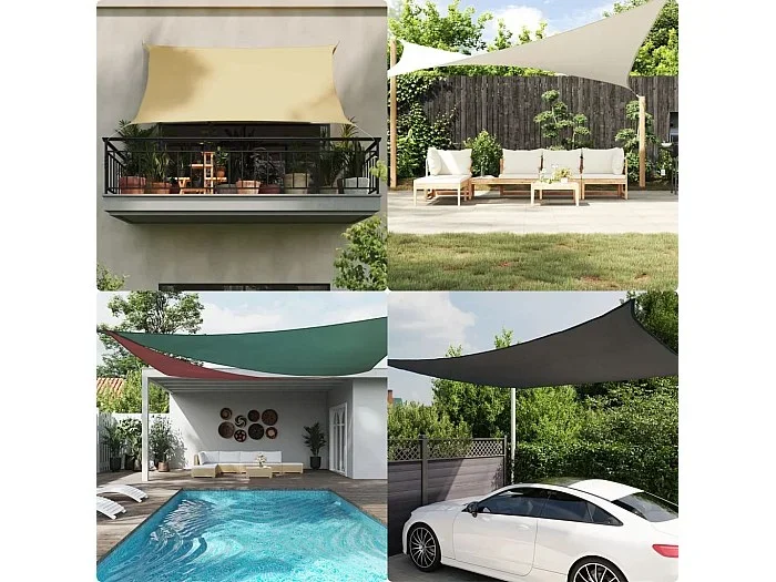 Toldo de vela poliéster oxford 100% gris claro 4x4x4 m ES716664