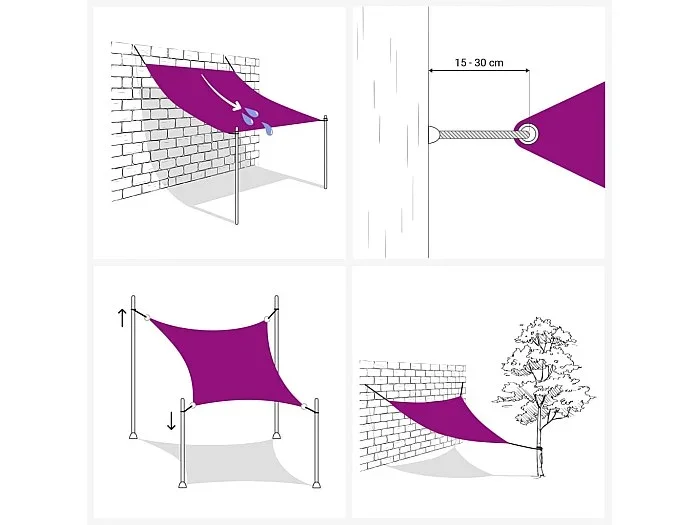 Toldo de vela rectangular tela Oxford marrón 3×4 m