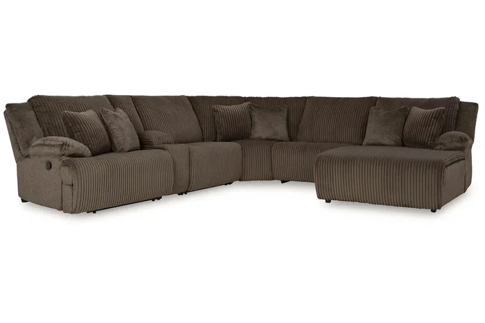 Top Tier Chocolate 6-Piece Reclining Modular Sectional with (RAF) Chaise