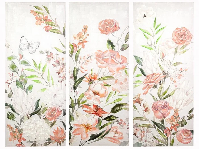 Triptico Lienzo Flores