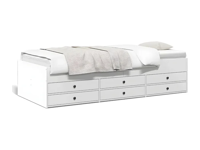 Tumbona con cajones madera de ingeniería blanco 75×190 cm