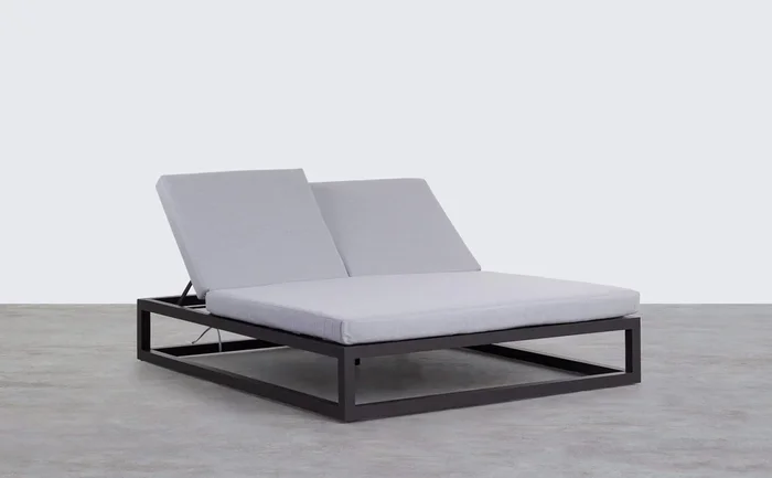 Tumbona Doble Reclinable de Aluminio con Cojín de Tela Kewin Gris Graphite – The Masie