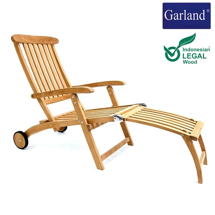 Tumbona Garland madera teca ruedas chaiselongue jardín