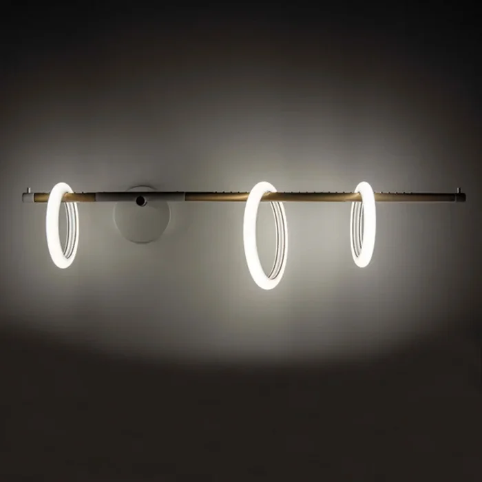 Ulaop Aplique de pared LED, tres anillos, derecho, blanco