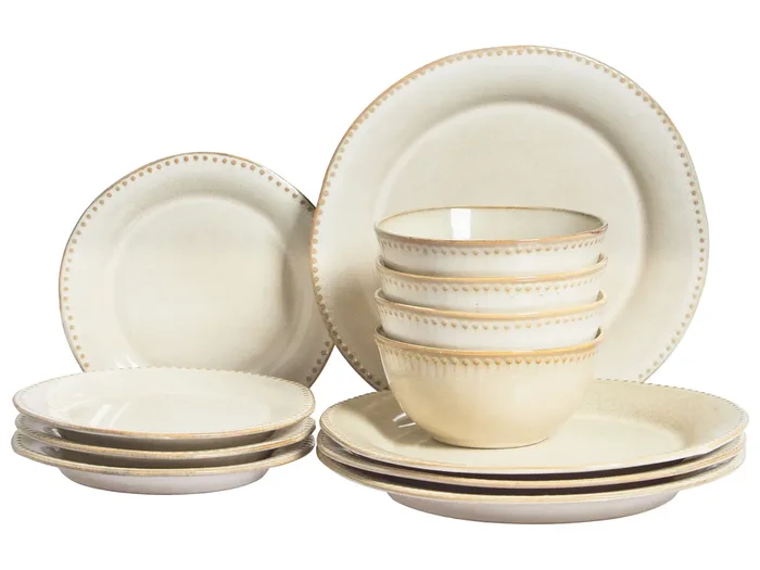 Vajilla de 12 piezas CHERVIL Gres Beige claro