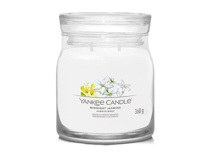 Vela perfumada en tarro mediano, Midnight Jasmine, blanco 368 gr, Signature