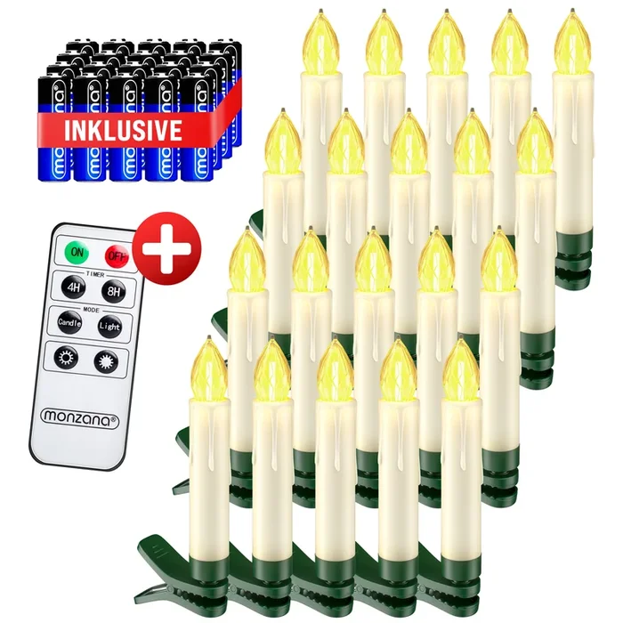 Velas LED árbol Navidad set de 20 blanco cálido incl pilas