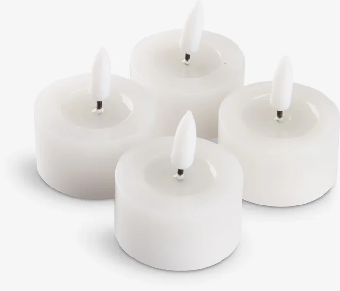Velas pequeñas LED INGEMAN Ø4xA4cm blanco 4 uds temporizador