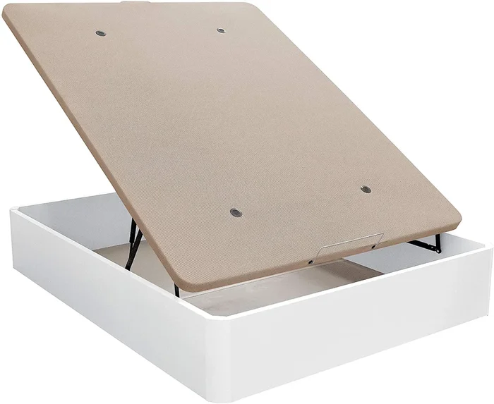Venprodin Canapé Abatible De Gran Capacidad 150x190cm Tapa Tapizada En 3d Transpirable Con Aireadores En La Tapa Del Canapé Color Blanco