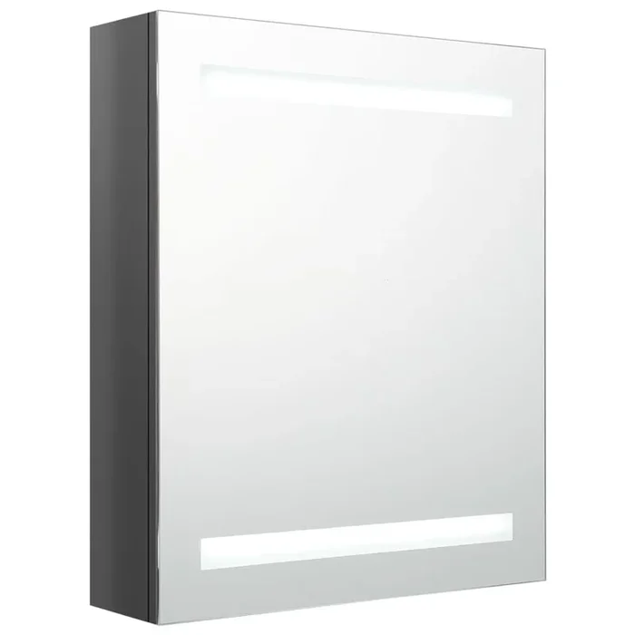 vidaXL Armario de baño con espejo LED gris brillante 50x14x60 cm