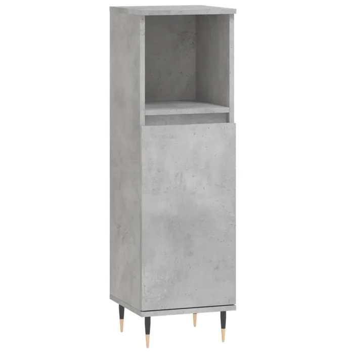 vidaXL Armario de baño madera contrachapada gris hormigón 30x30x100 cm