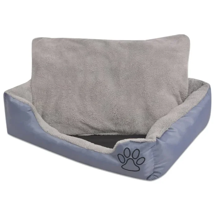 vidaXL Cama para perro con cojín acolchado talla S gris